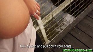 Plump euro babes picked up sex outdoors porn video