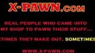 Sexy blonde milf banged by pawnkeeper in storage room porn video